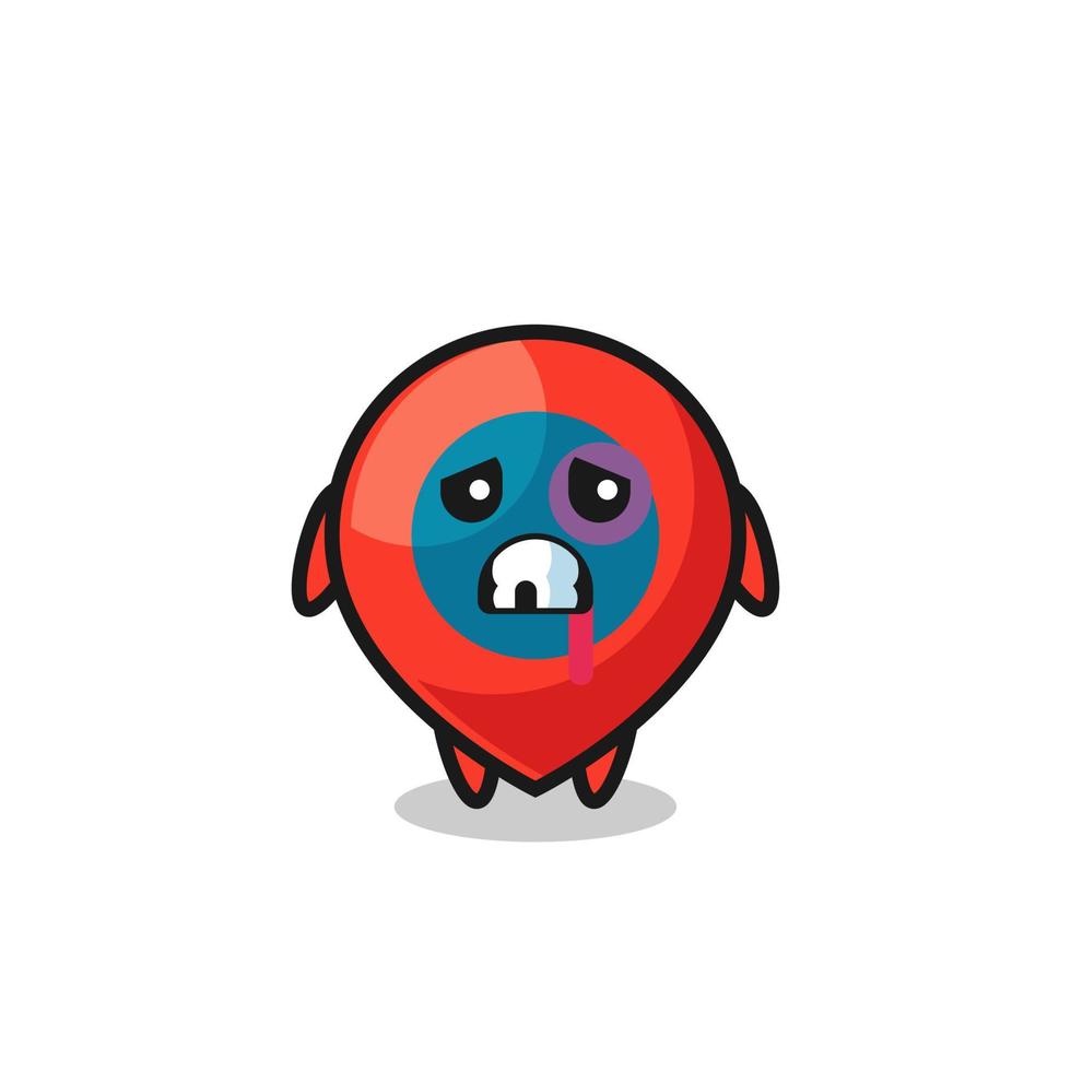 injured location symbol character with a bruised face vector