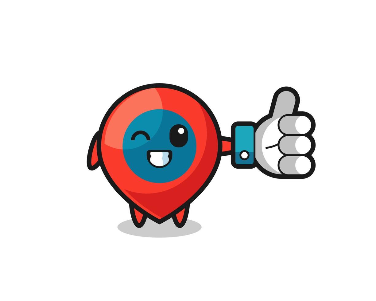 cute location symbol with social media thumbs up symbol vector