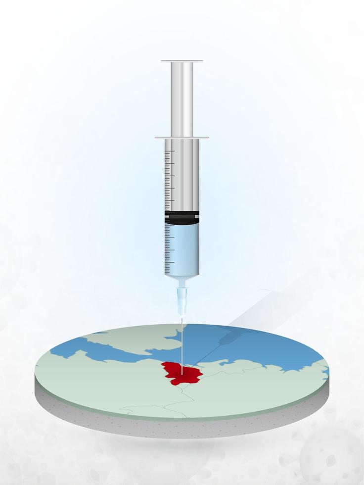 Vaccination of Belgium, injection of a syringe into a map of Belgium. vector