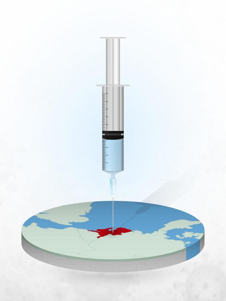 Vaccination of Netherlands, injection of a syringe into a map of Netherlands. vector