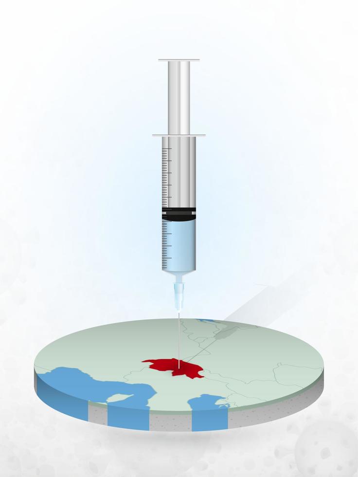 Vaccination of Switzerland, injection of a syringe into a map of Switzerland. vector