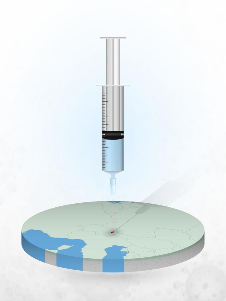 Vaccination of Liechtenstein, injection of a syringe into a map of Liechtenstein. vector