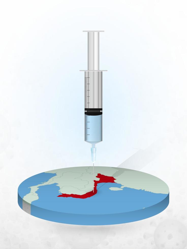 Vaccination of Vietnam, injection of a syringe into a map of Vietnam. vector