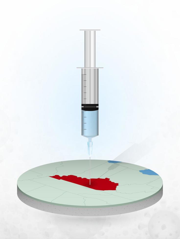 Vaccination of Kentucky, injection of a syringe into a map of Kentucky. vector