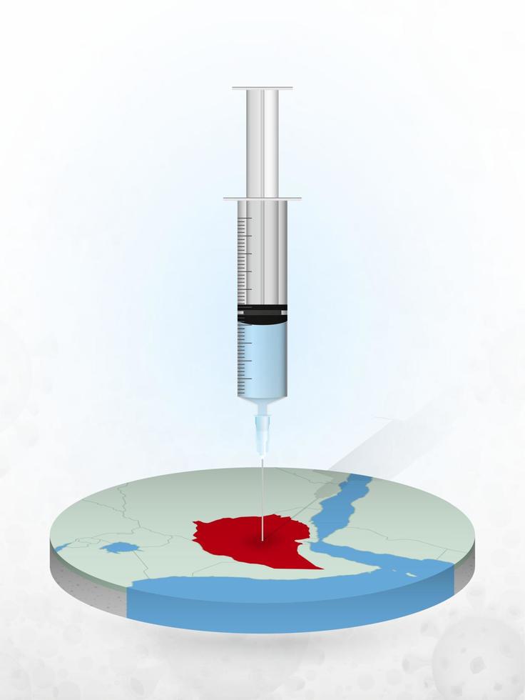 Vaccination of Ethiopia, injection of a syringe into a map of Ethiopia. vector