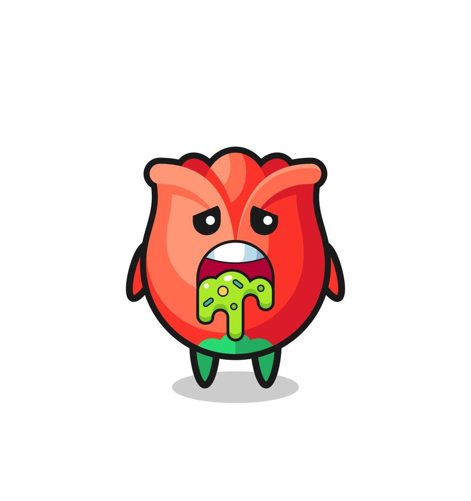 the cute rose character with puke vector