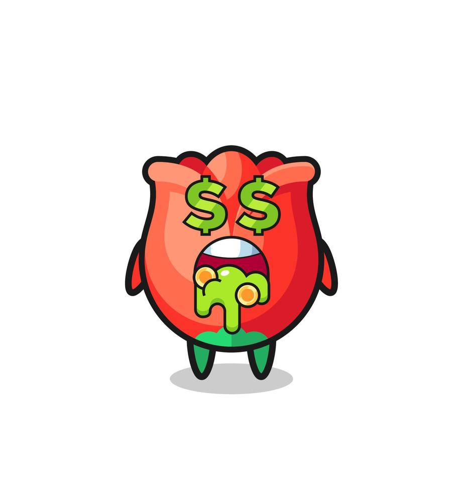 rose character with an expression of crazy about money vector