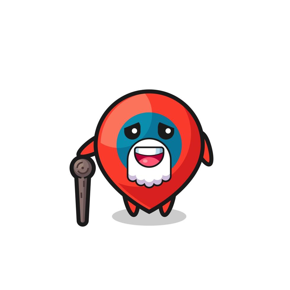 cute location symbol grandpa is holding a stick vector