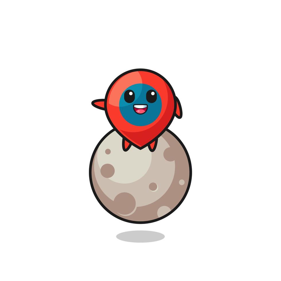 illustration of location symbol cartoon sitting on the moon vector