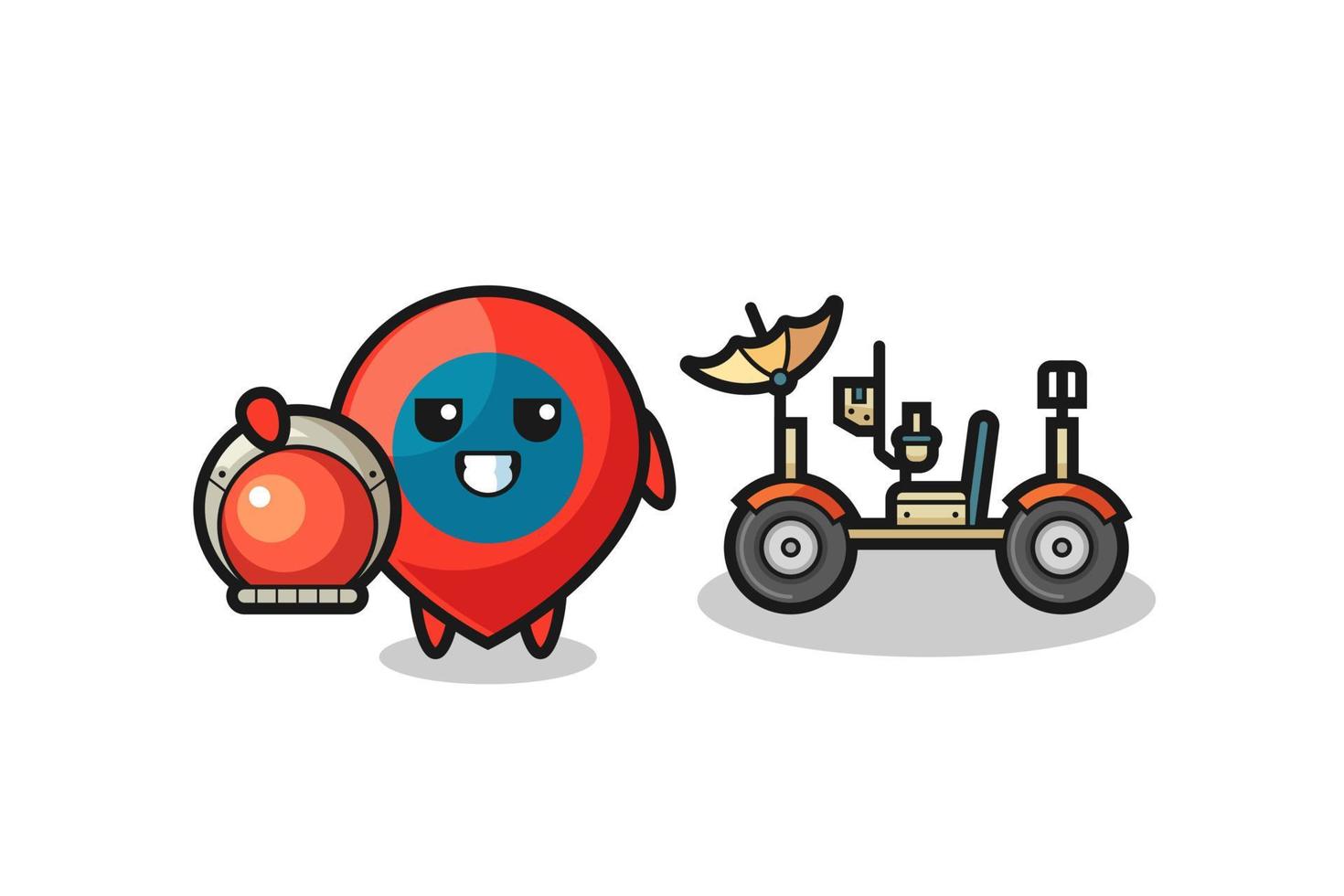 the cute location symbol as astronaut with a lunar rover vector