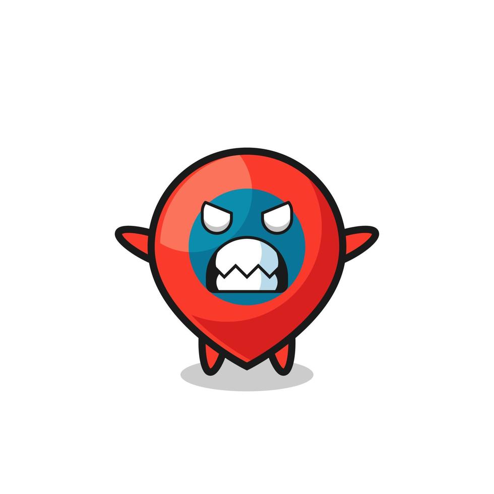 wrathful expression of the location symbol mascot character vector