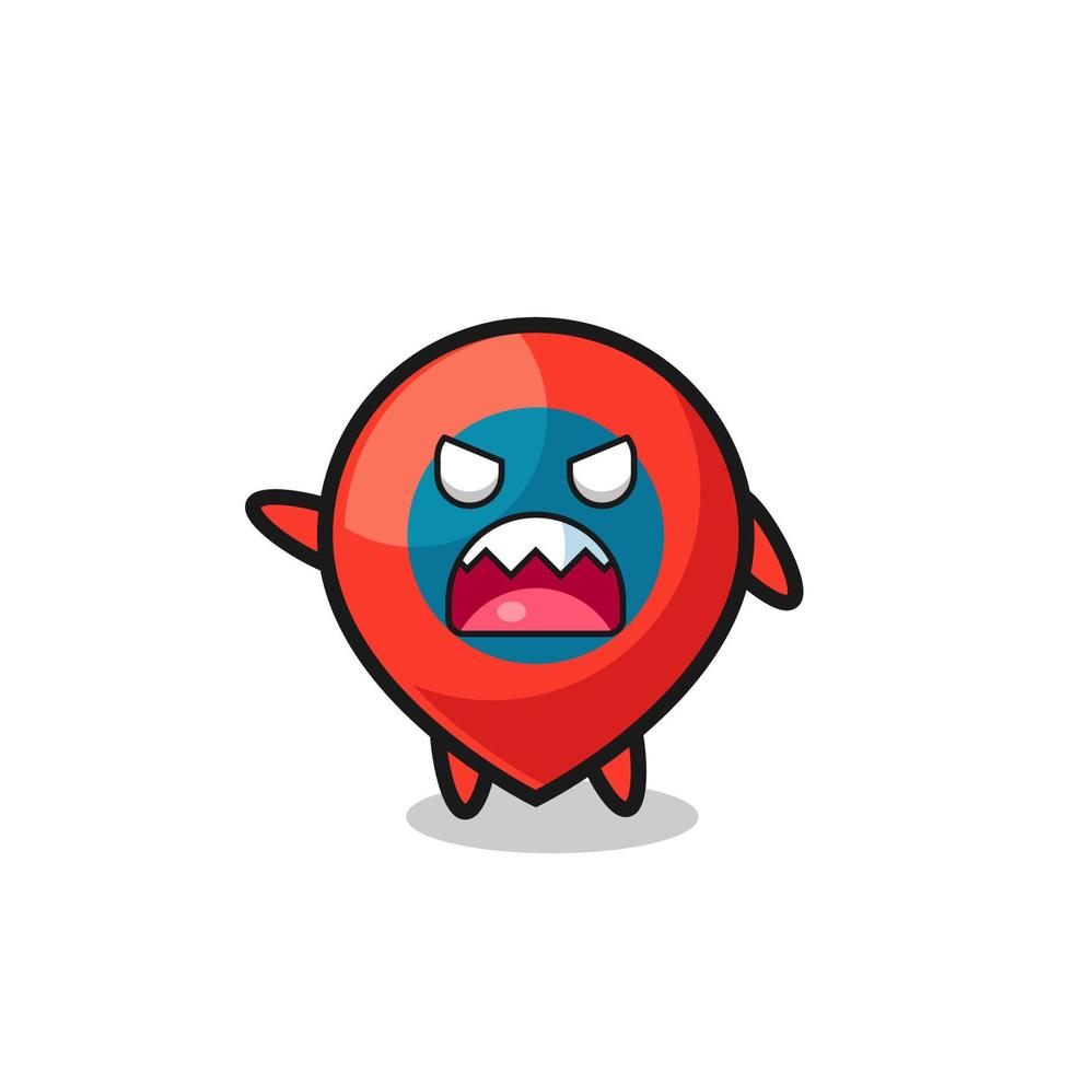 cute location symbol cartoon in a very angry pose vector