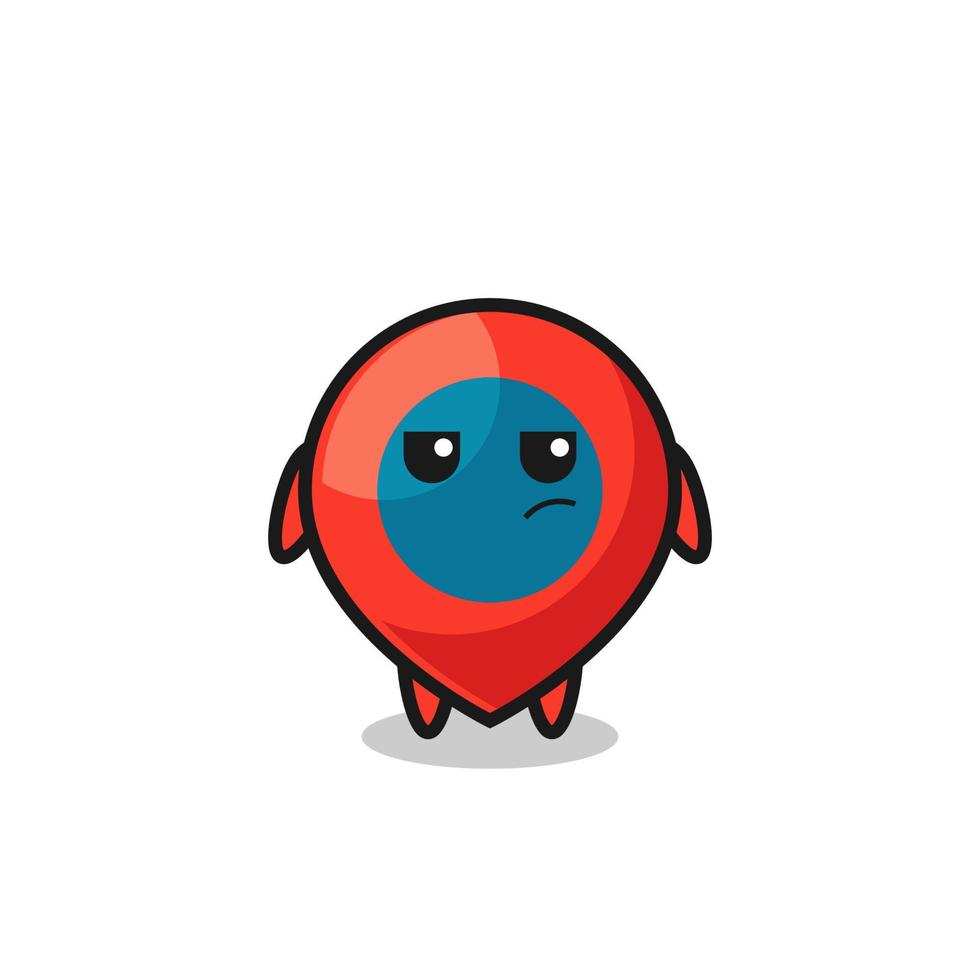 cute location symbol character with suspicious expression vector