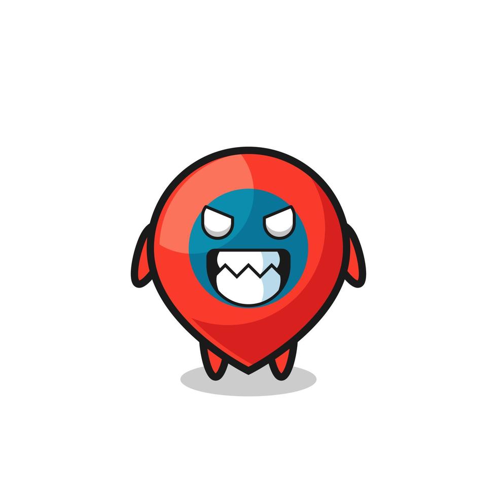 evil expression of the location symbol cute mascot character vector