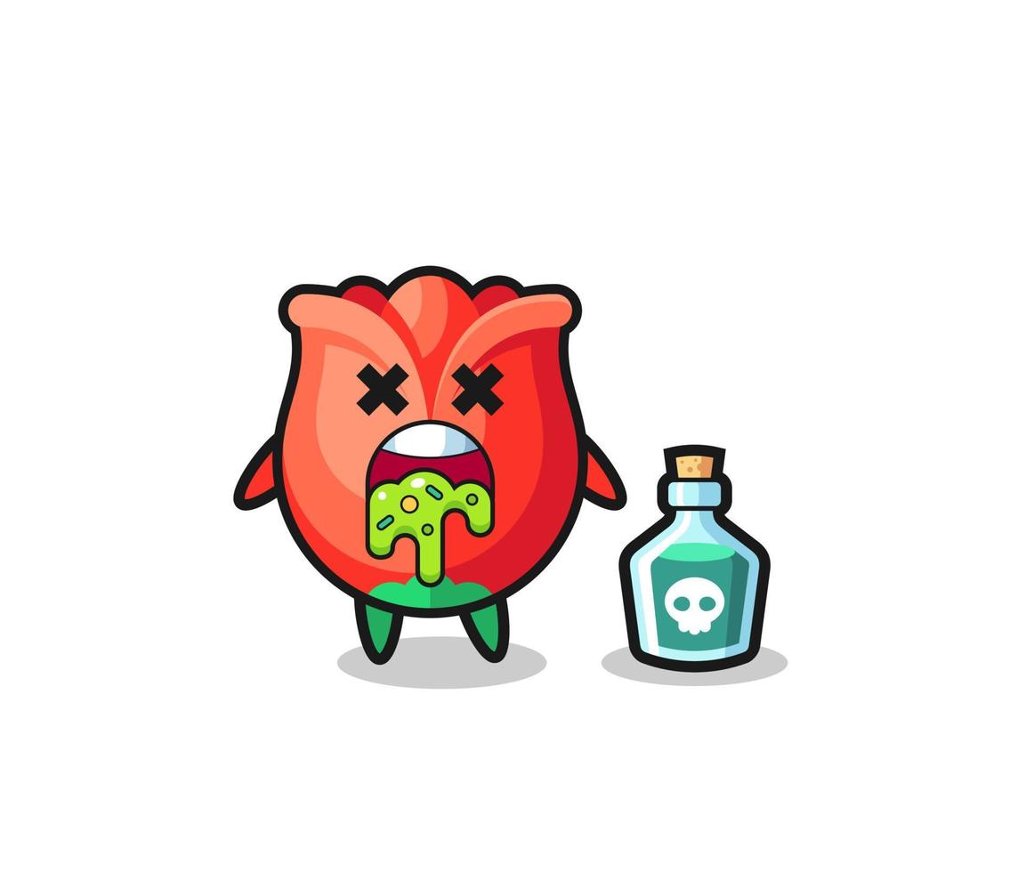 illustration of an rose character vomiting due to poisoning vector