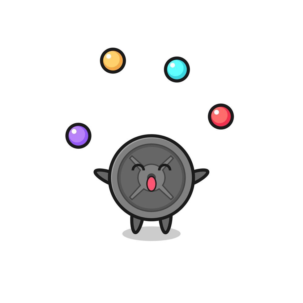 the barbell plate circus cartoon juggling a ball vector