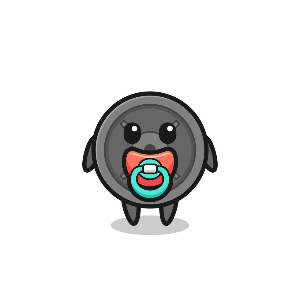 baby barbell plate cartoon character with pacifier vector