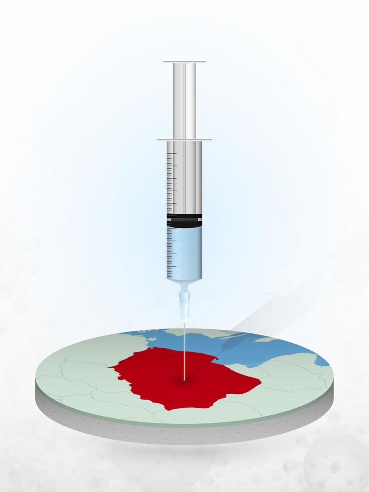 Vaccination of Poland, injection of a syringe into a map of Poland. vector