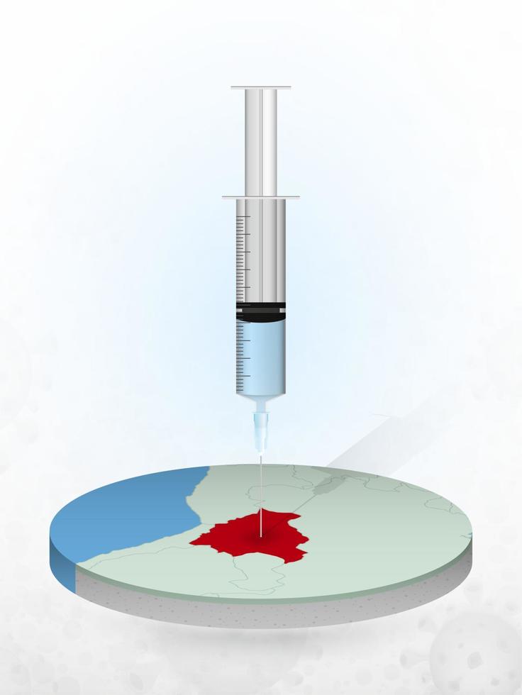 Vaccination of Bolivia, injection of a syringe into a map of Bolivia. vector