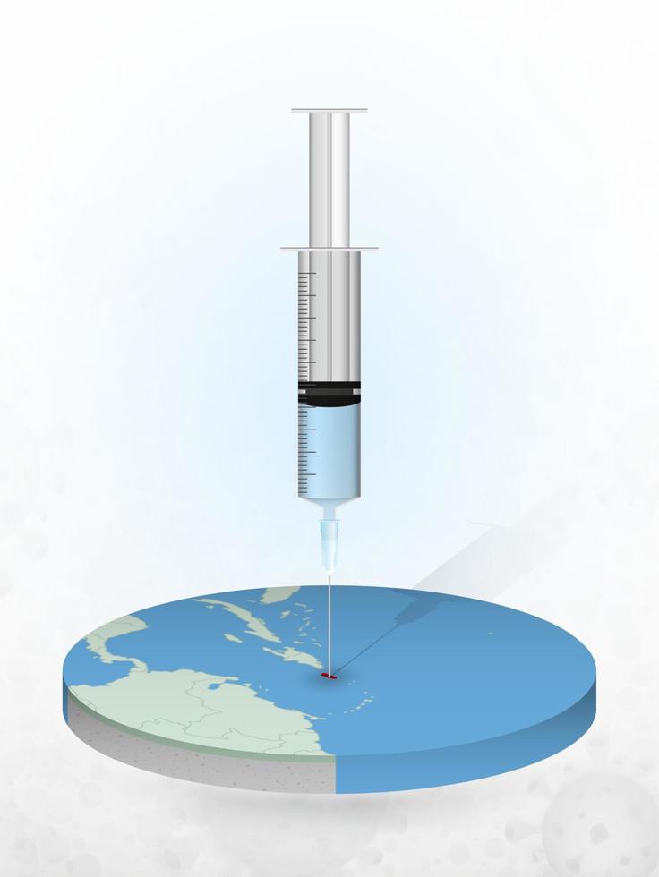 Vaccination of Puerto Rico, injection of a syringe into a map of Puerto Rico. vector