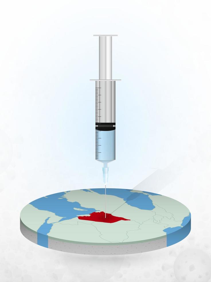 Vaccination of Syria, injection of a syringe into a map of Syria. vector