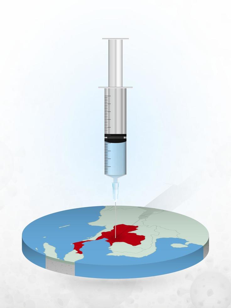 Vaccination of Thailand, injection of a syringe into a map of Thailand. vector