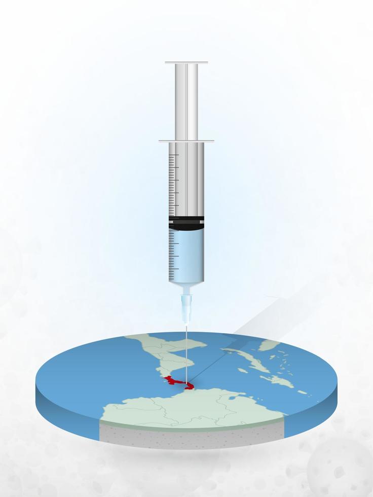 Vaccination of Panama, injection of a syringe into a map of Panama. vector