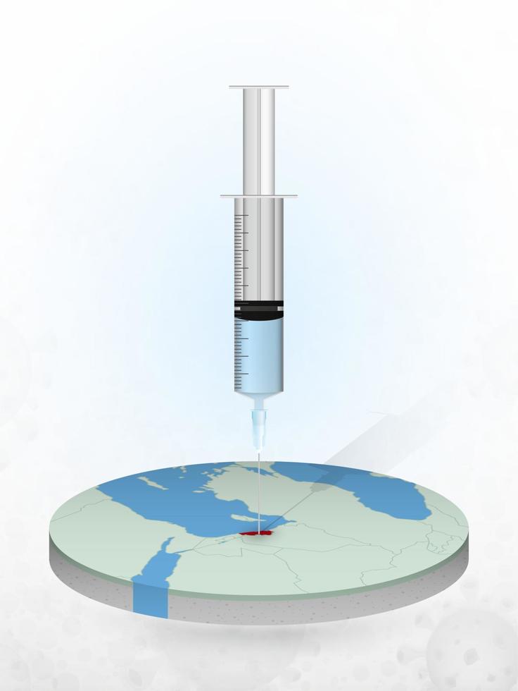 Vaccination of Lebanon, injection of a syringe into a map of Lebanon. vector