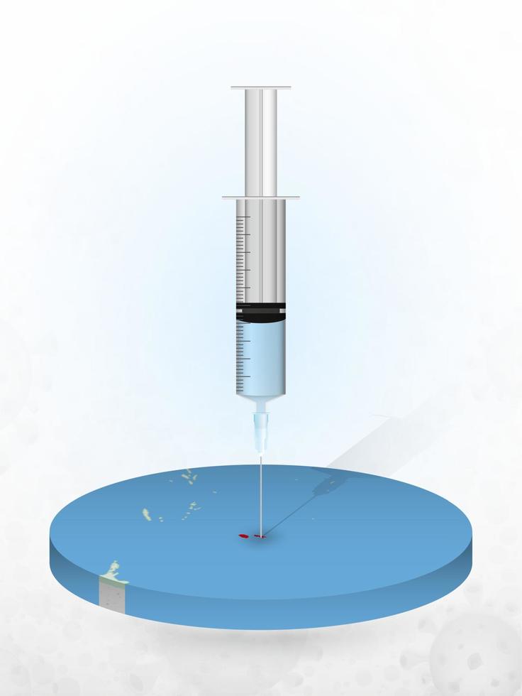 Vaccination of Fiji, injection of a syringe into a map of Fiji. vector