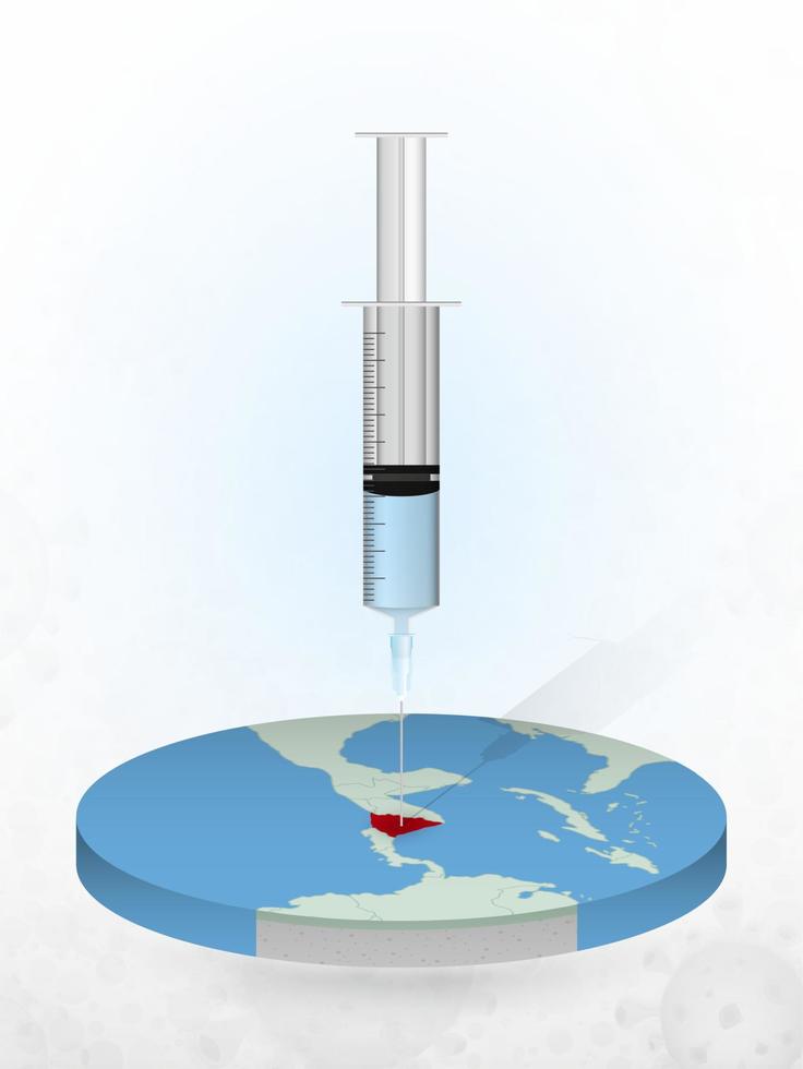 Vaccination of Nicaragua, injection of a syringe into a map of Nicaragua. vector