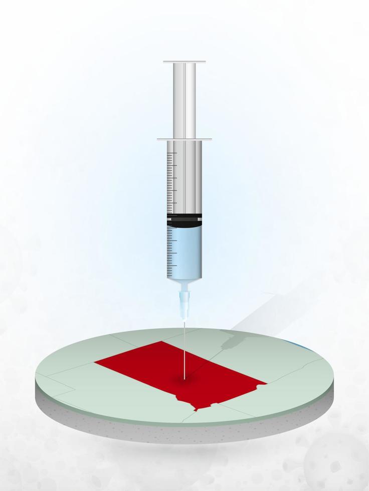 Vaccination of South Dakota, injection of a syringe into a map of South Dakota. vector