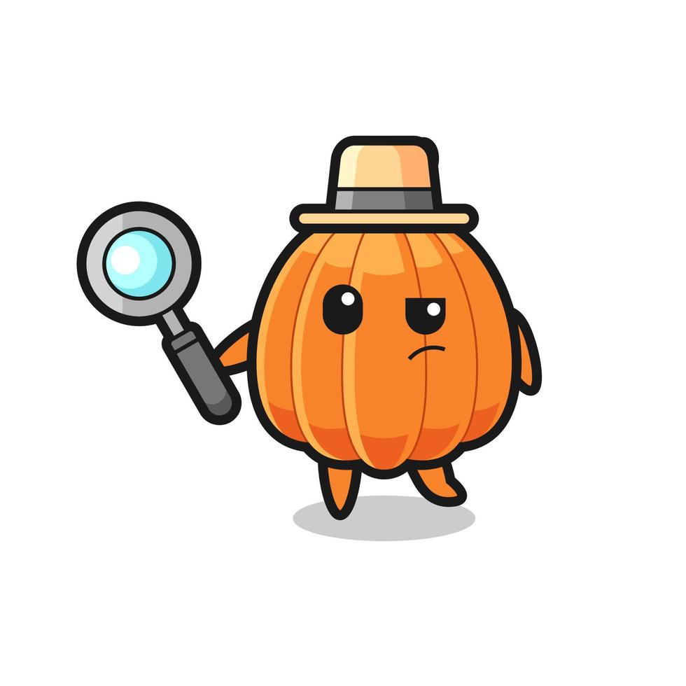 pumpkin detective character is analyzing a case vector