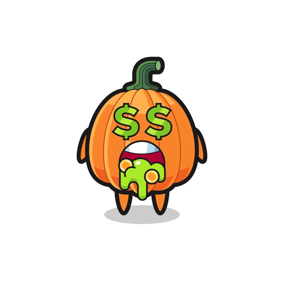 pumpkin character with an expression of crazy about money vector