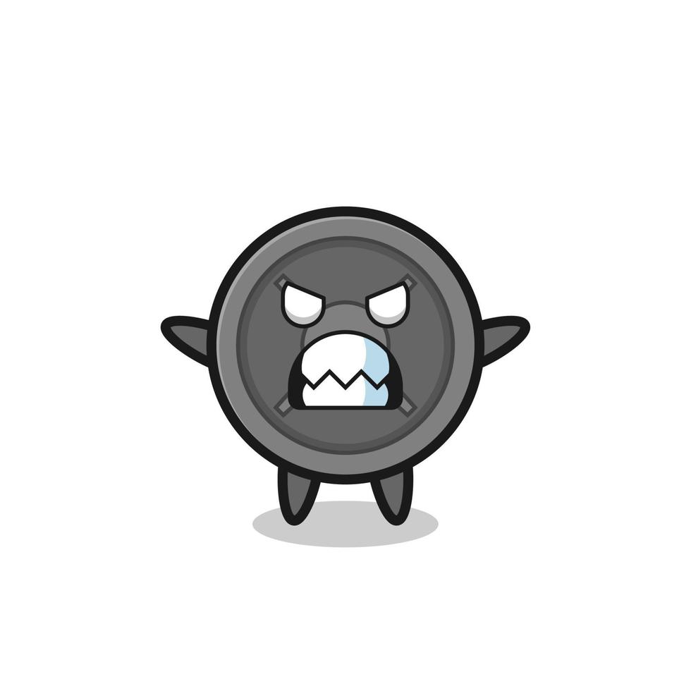 wrathful expression of the barbell plate mascot character vector