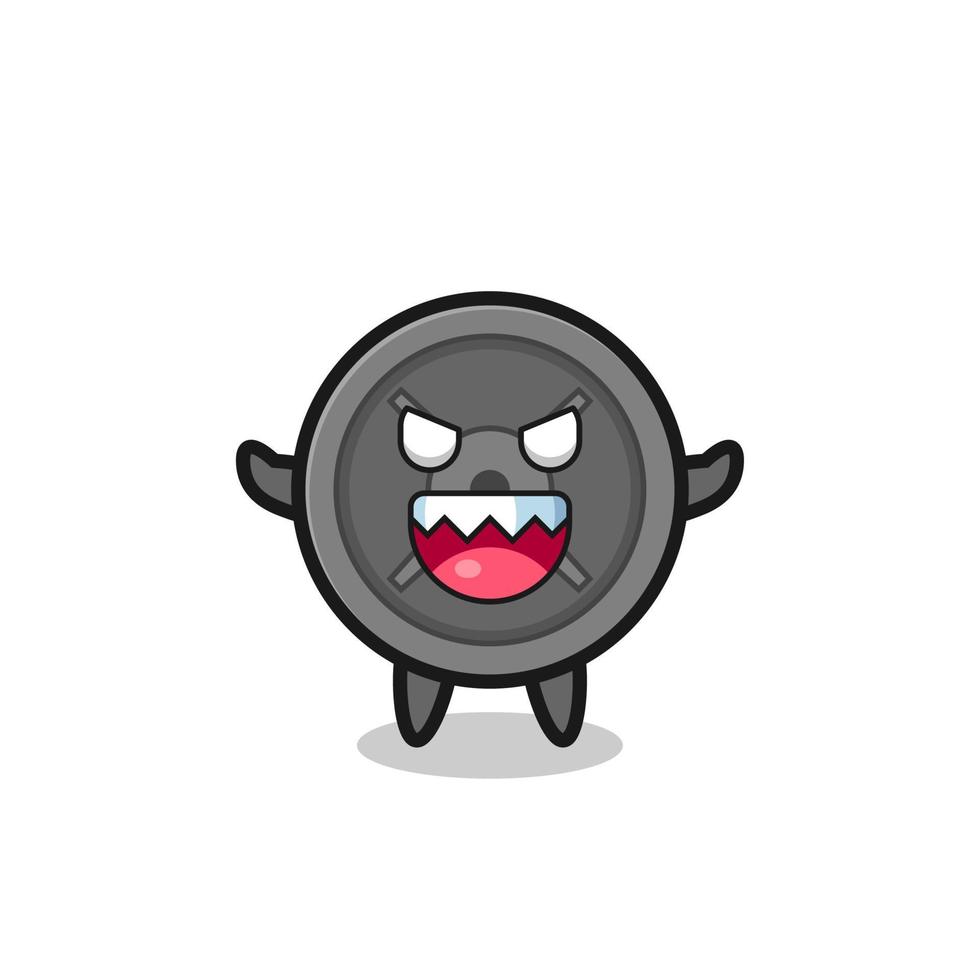 illustration of evil barbell plate mascot character vector