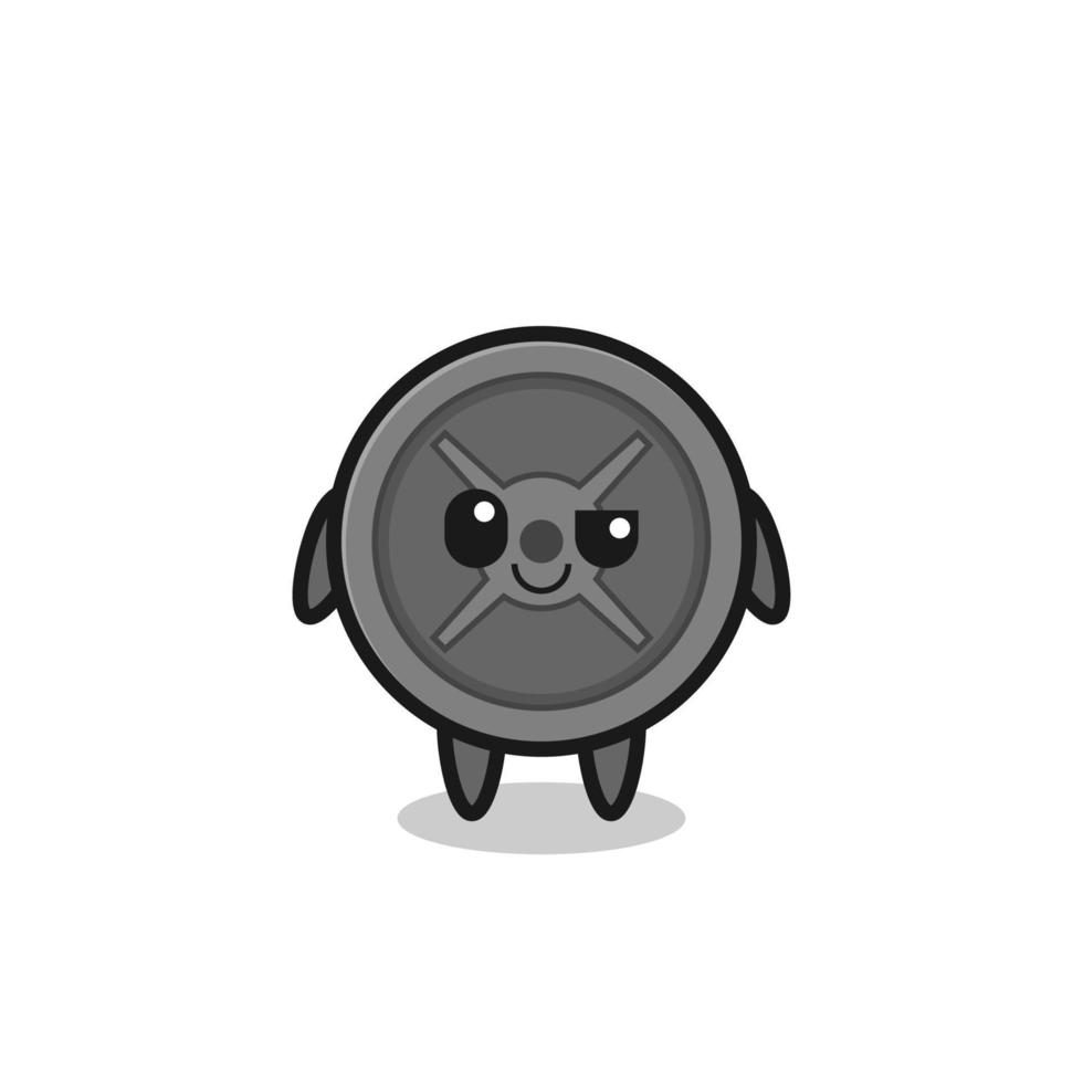 barbell plate cartoon with an arrogant expression vector