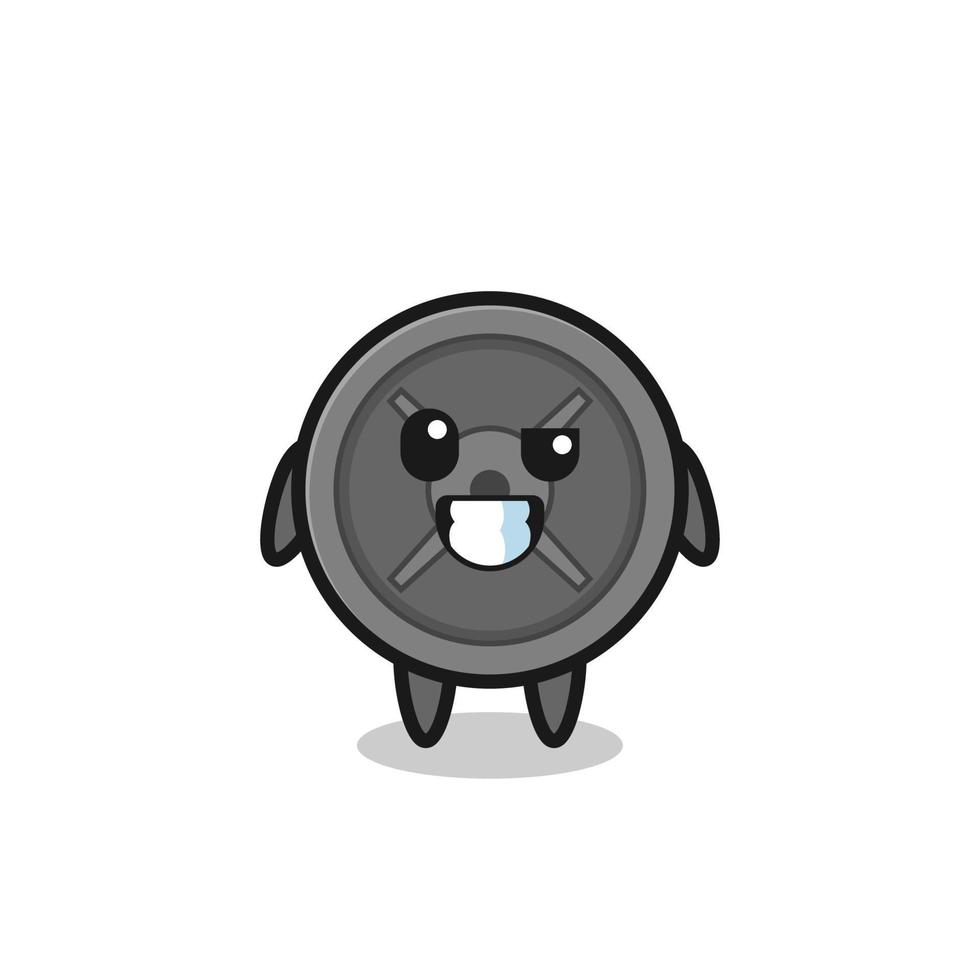 cute barbell plate mascot with an optimistic face vector