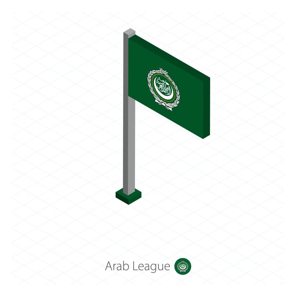 Arab League Flag on Flagpole in Isometric dimension. vector