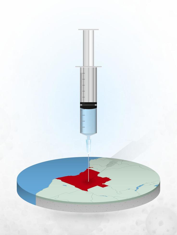 Vaccination of Angola, injection of a syringe into a map of Angola. vector
