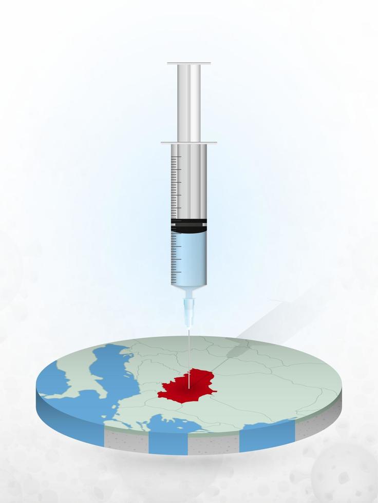 Vaccination of Serbia, injection of a syringe into a map of Serbia. vector