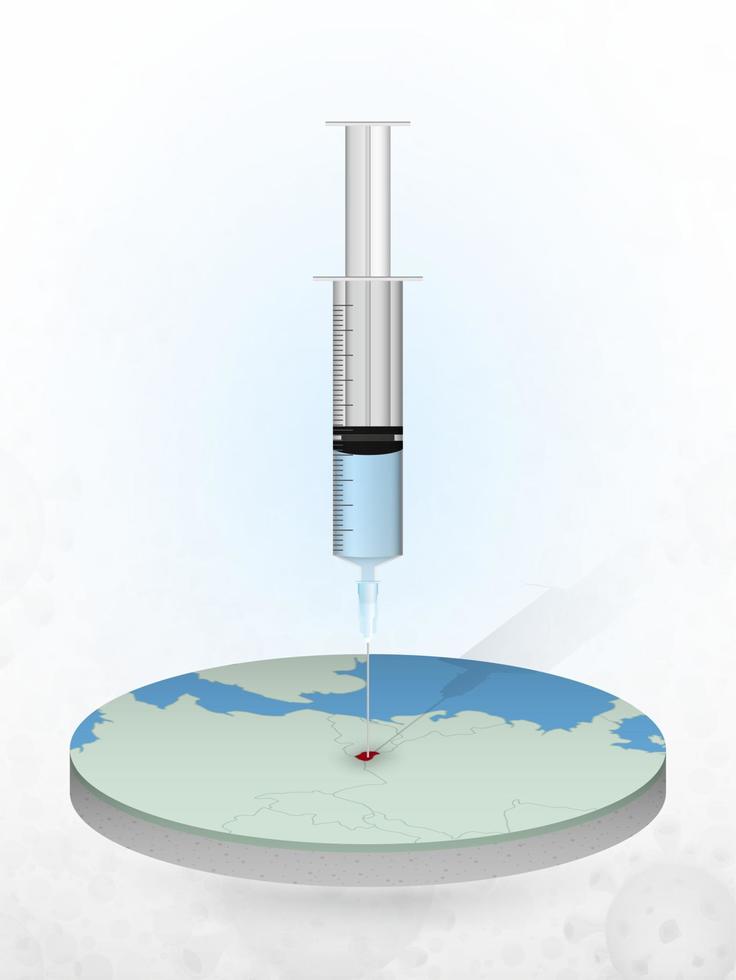 Vaccination of Luxembourg, injection of a syringe into a map of Luxembourg. vector