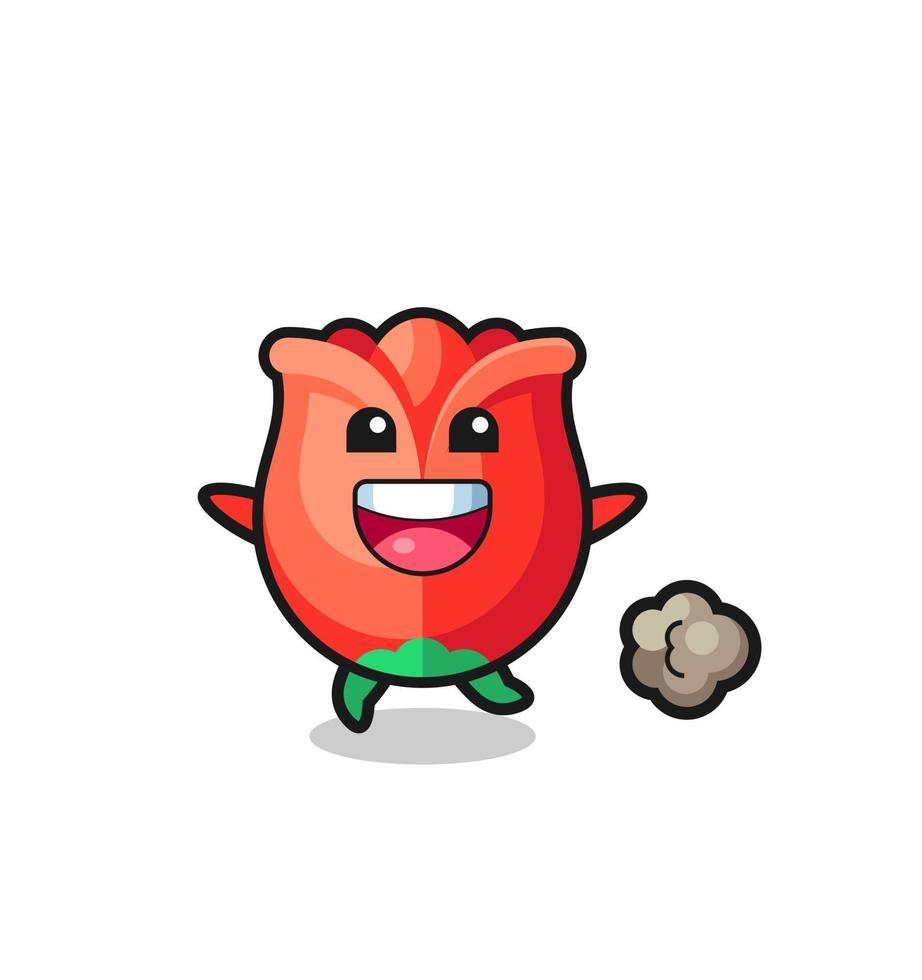 the happy rose cartoon with running pose vector