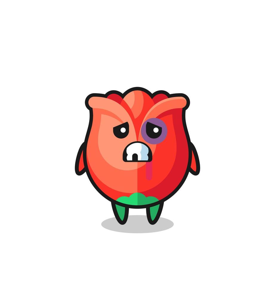 injured rose character with a bruised face vector