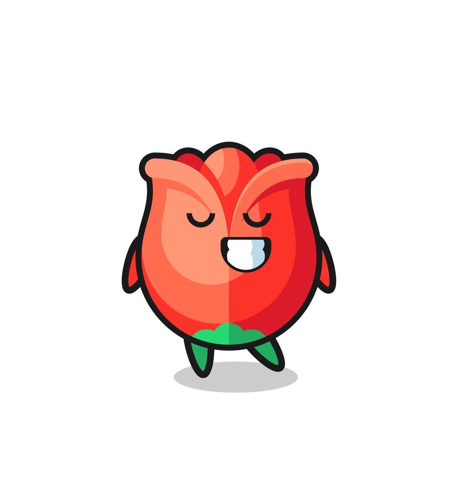 rose cartoon illustration with a shy expression vector