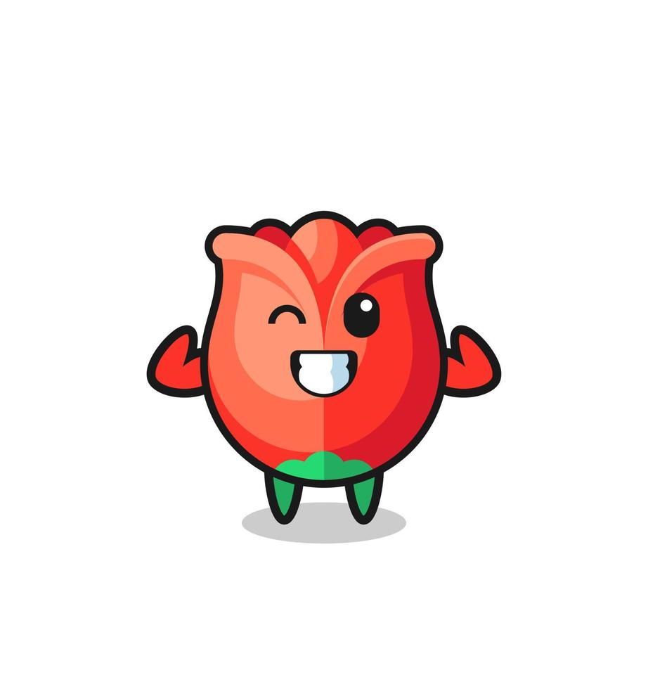 the muscular rose character is posing showing his muscles vector