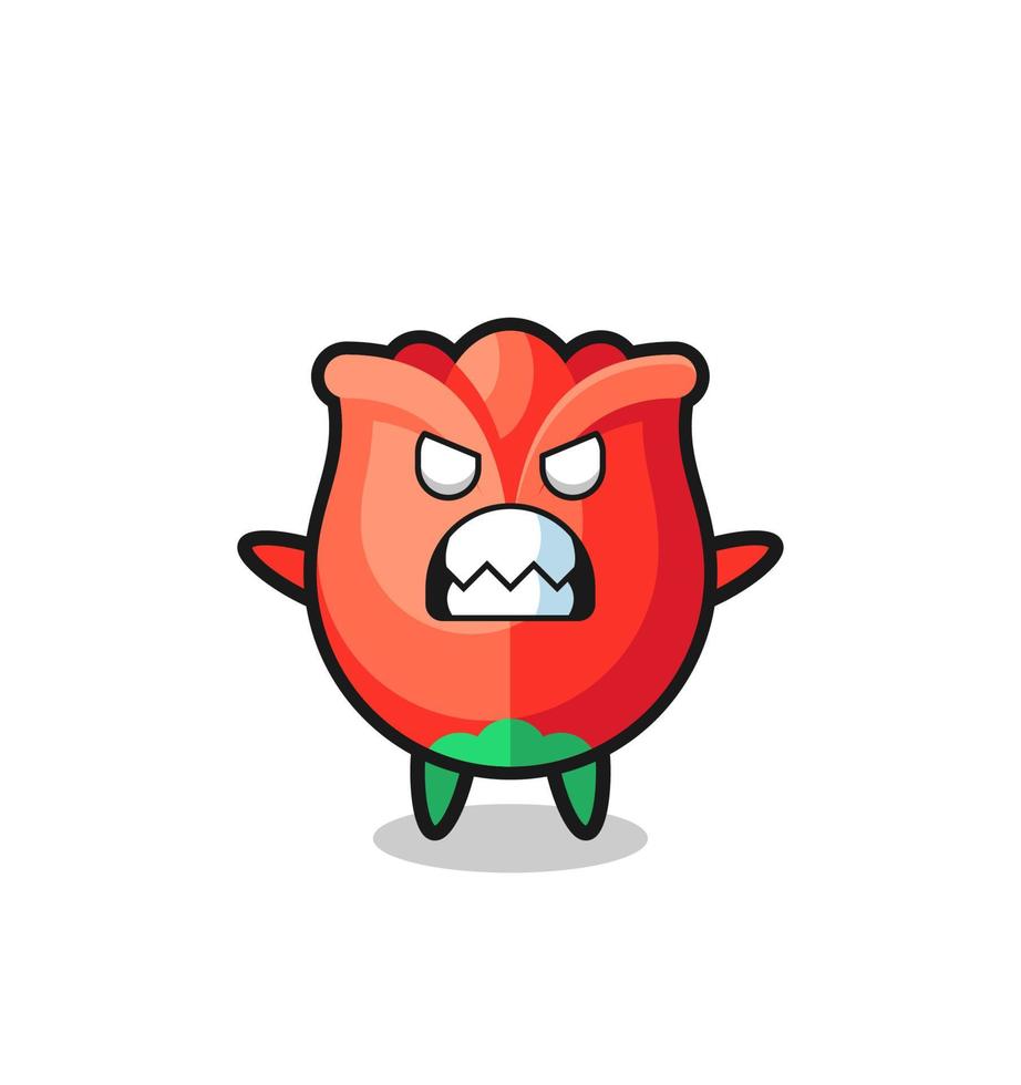 wrathful expression of the rose mascot character vector