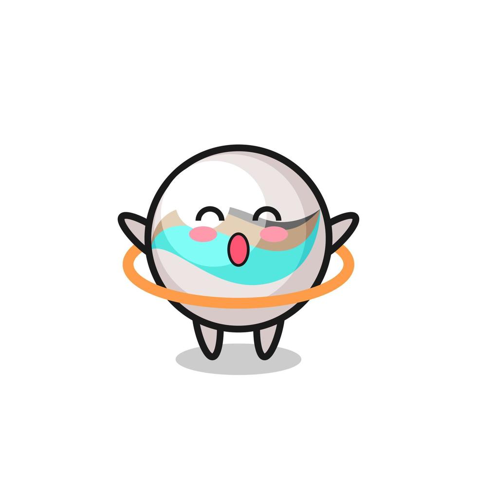 cute marble toy cartoon is playing hula hoop vector