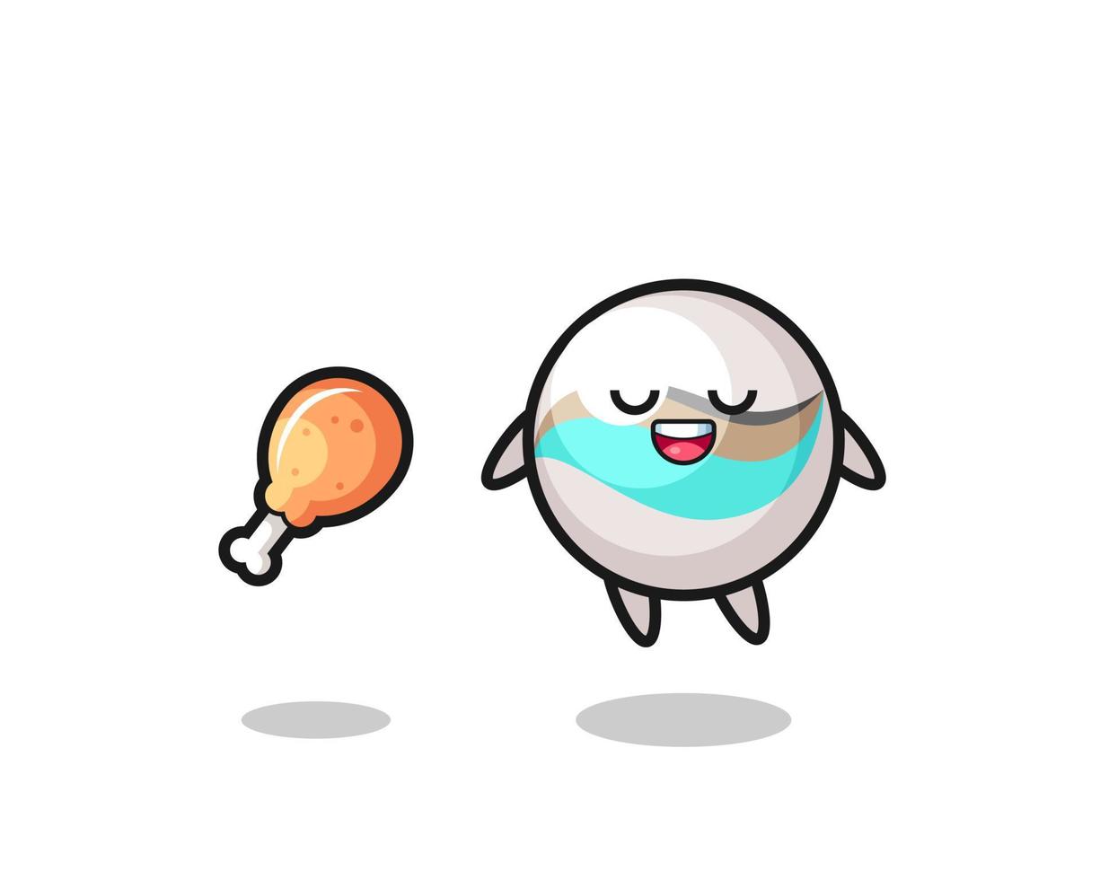 cute marble toy floating and tempted because of fried chicken vector