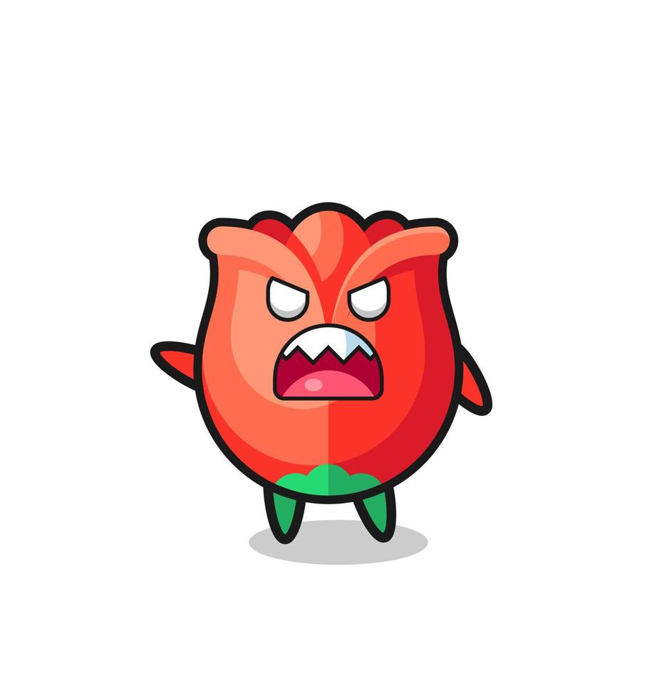 cute rose cartoon in a very angry pose vector