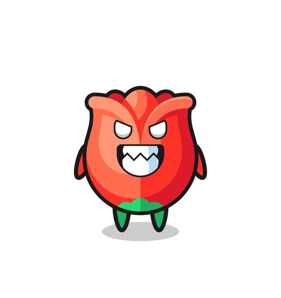 evil expression of the rose cute mascot character vector